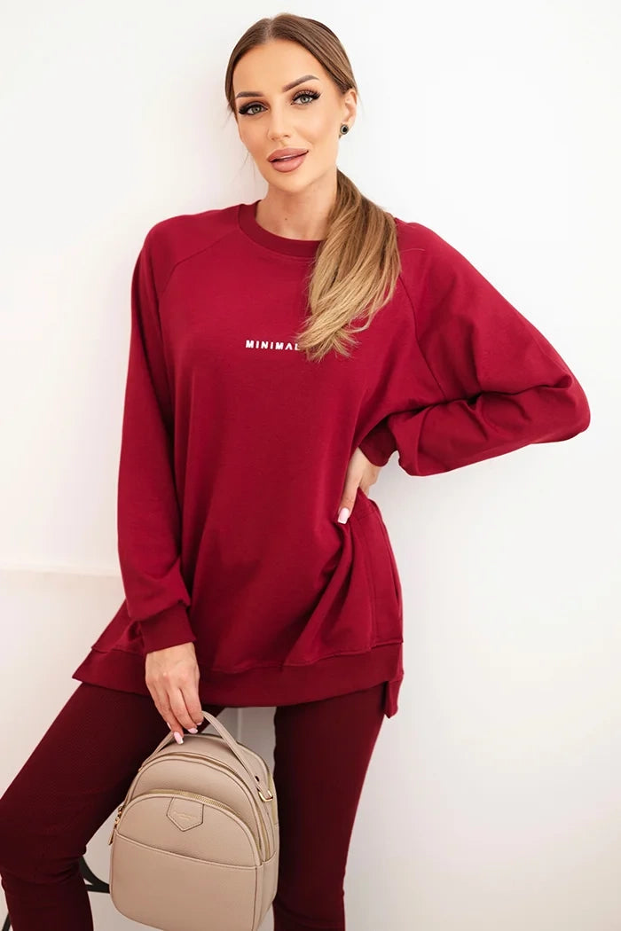 Dámský komplet mikina a legíny Minimal bordo