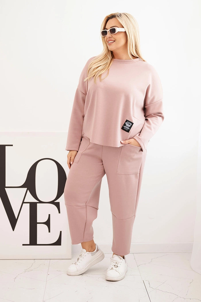 Dámská souprava Plus Size tmavá růžová