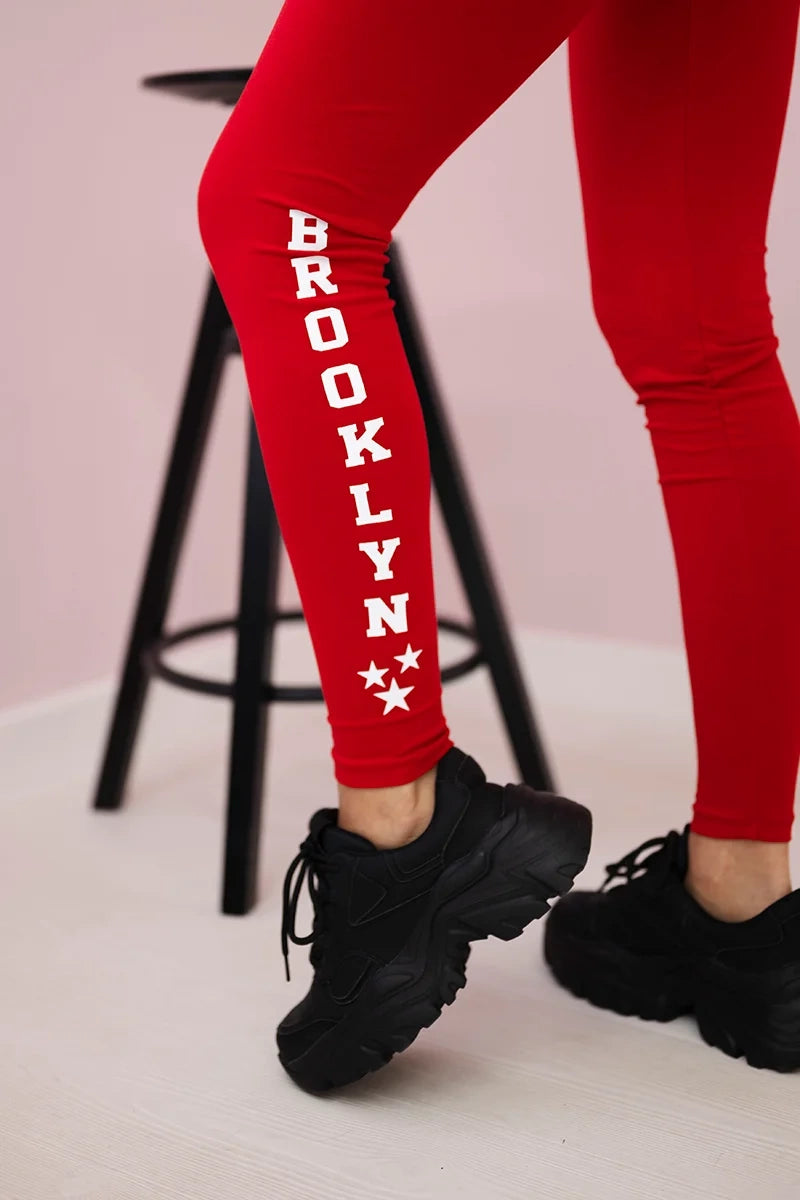 Nohavice legíny Brooklyn červená univerzálne