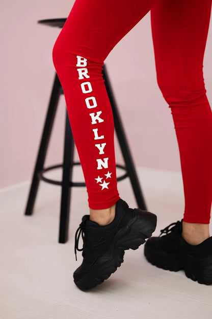 Nohavice legíny Brooklyn červená univerzálne
