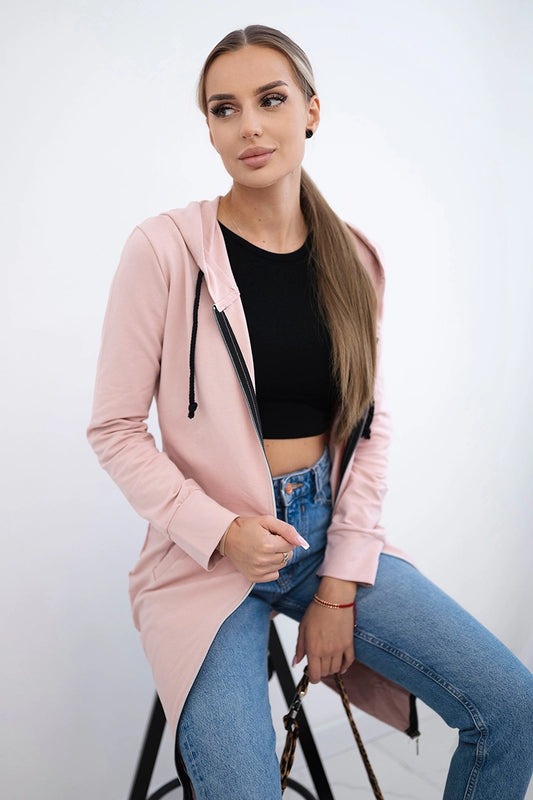 Mikiny s kapucňou a kapucňou tmavo prášková ružová univerzálne