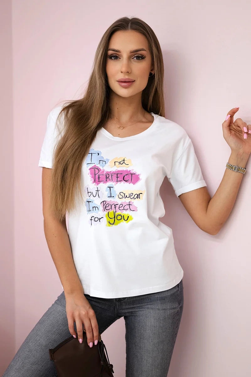 Blúzka s potlačou Perfect biela univerzálne