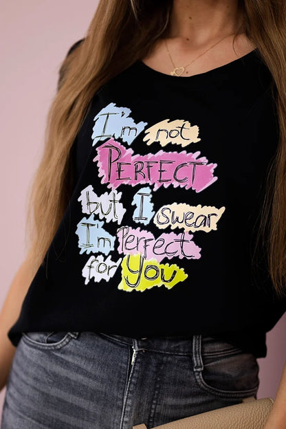Blúzka s potlačou Perfect čierna univerzálne