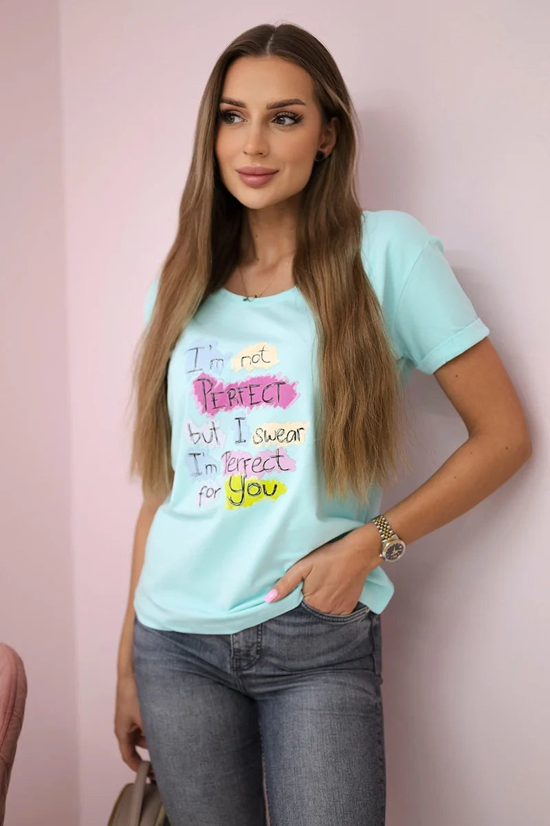 Blúzka s potlačou Perfect mäta univerzálne