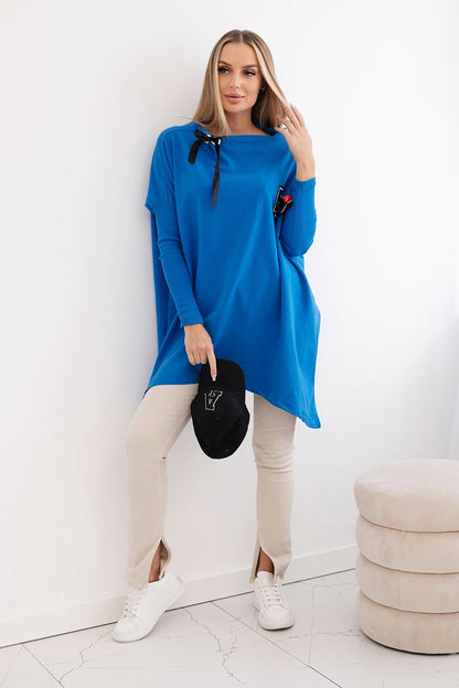 Mikina oversize s asymetrickými stranami chrpa univerzálne