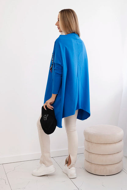 Mikina oversize s asymetrickými stranami chrpa univerzálne