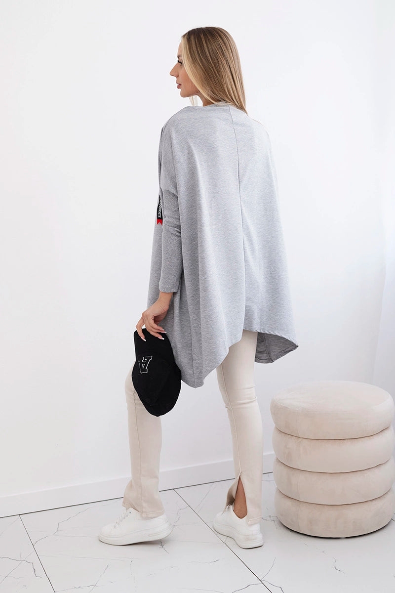 Mikina oversize s asymetrickými stranami šedá univerzálne