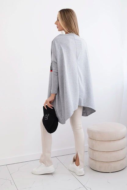 Mikina oversize s asymetrickými stranami šedá univerzálne