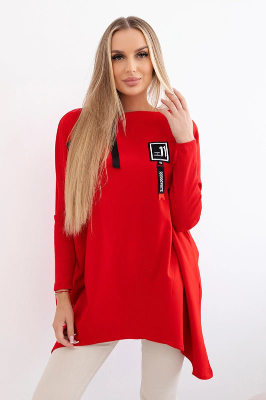 Mikina oversize s asymetrickými stranami červená univerzálne
