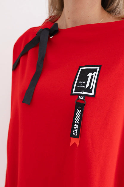 Mikina oversize s asymetrickými stranami červená univerzálne