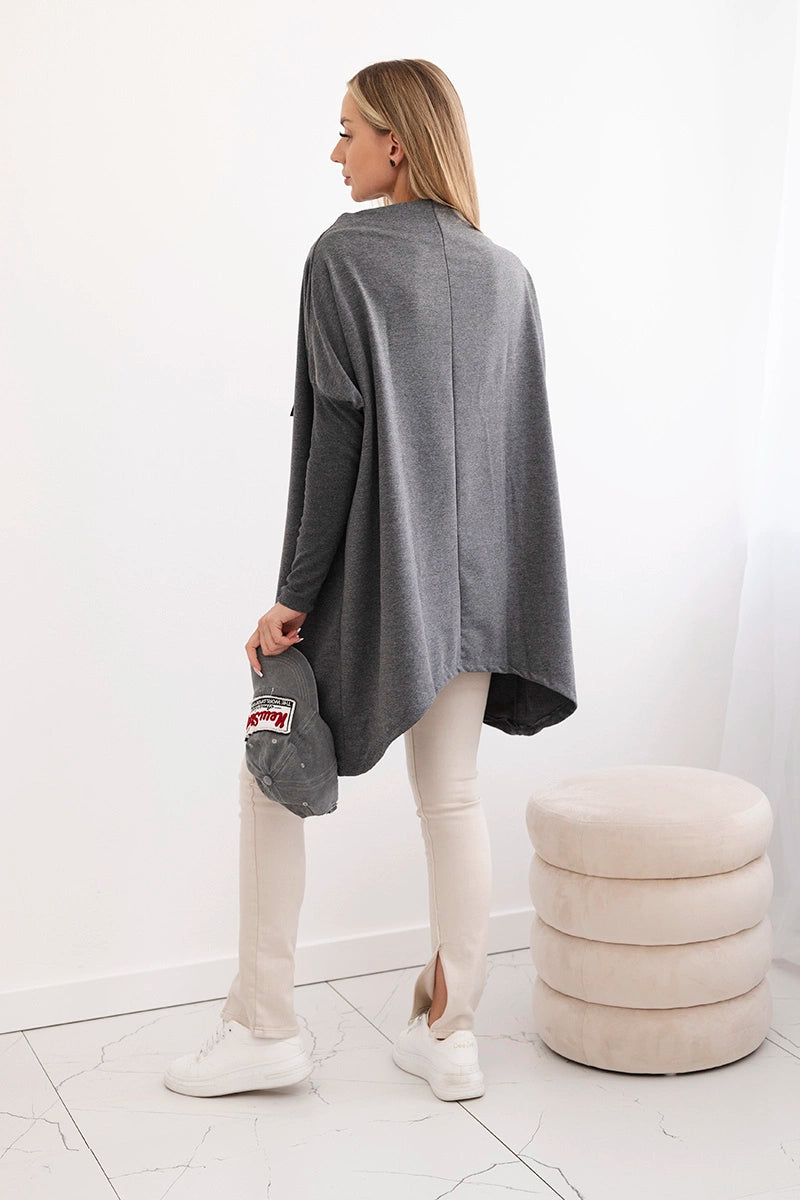 Mikina oversize s asymetrickými stranami grafitu univerzálne