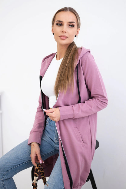 Mikiny s kapucňou a kapucňou tmavo ružová univerzálne
