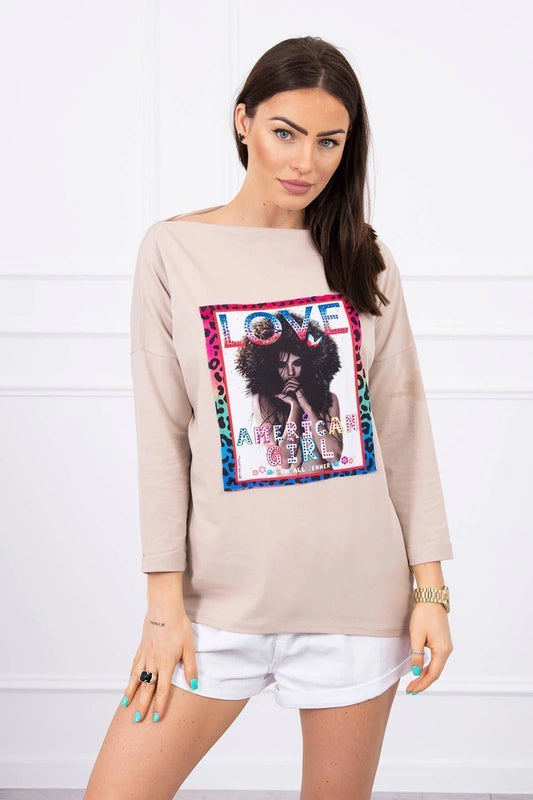 Blúzka s grafikou American Girl béžový S/M - L/XL S/M