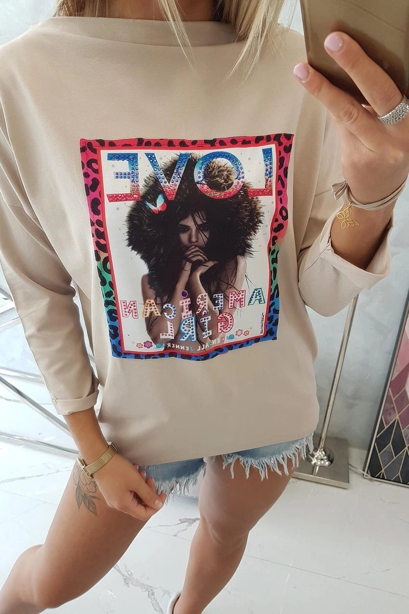 Blúzka s grafikou American Girl béžový S/M - L/XL S/M