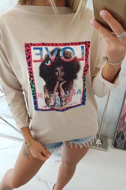 Blúzka s grafikou American Girl béžový S/M - L/XL S/M
