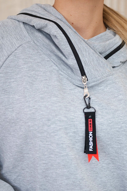 Tunika so zipsom na kapote Oversize šedá univerzálne