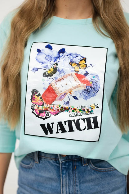 Blúzka s grafikou 3D Watch mäta univerzálne