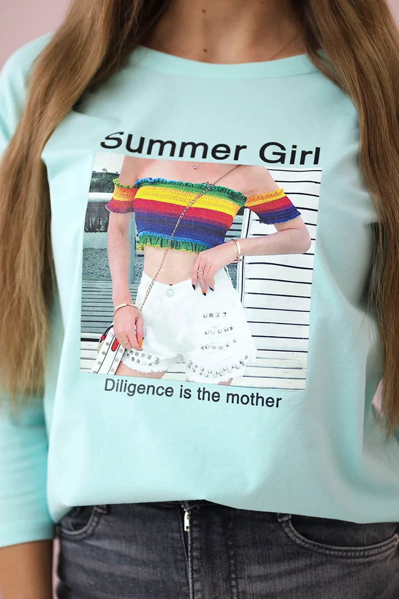 Blúzka s potlačou Summer Girl mäta univerzálne