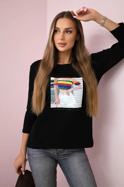Blúzka s potlačou Summer Girl čierna univerzálne