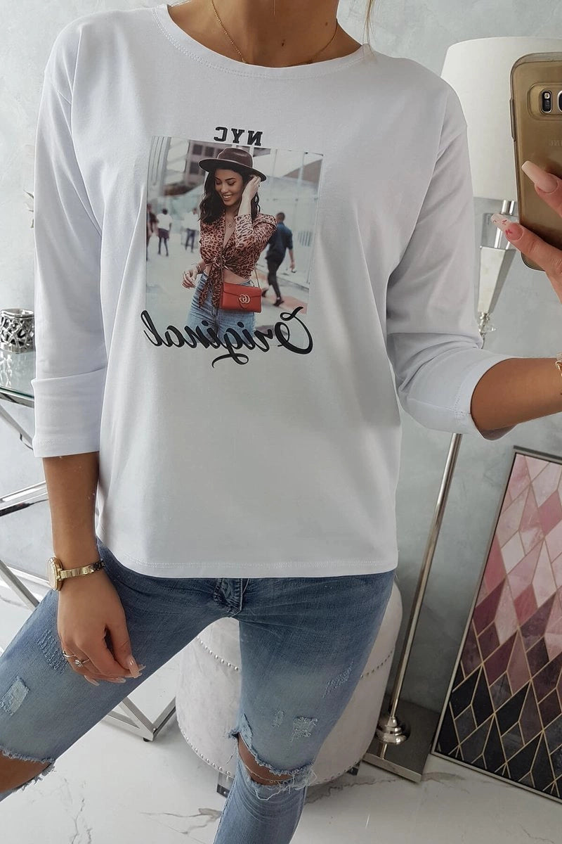 Blúzka s potlačou Original biela univerzálne
