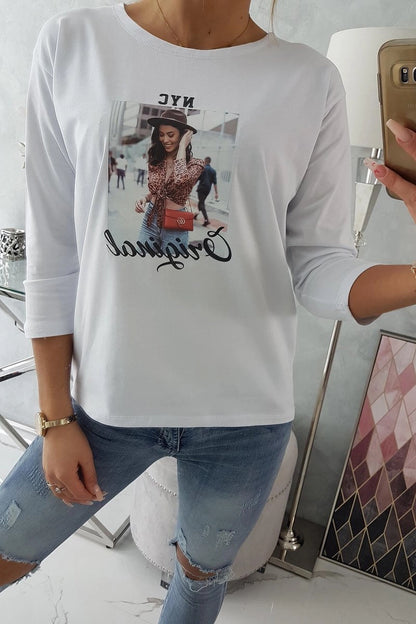 Blúzka s potlačou Original biela univerzálne