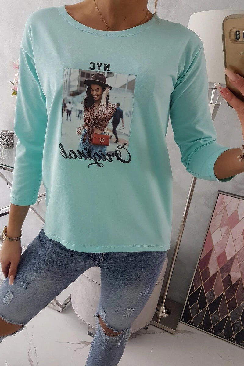 Blúzka s potlačou Original mäta univerzálne
