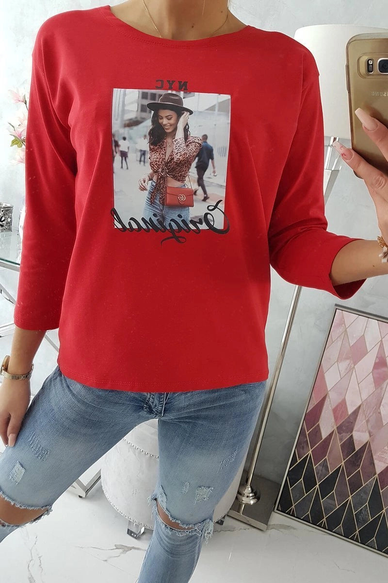 Blúzka s potlačou Original červená univerzálne