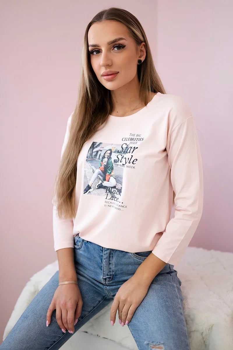 Blúzka s potlačou Star Style univerzálne