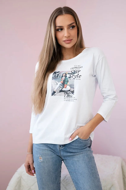 Blúzka s potlačou Star Style biela univerzálne