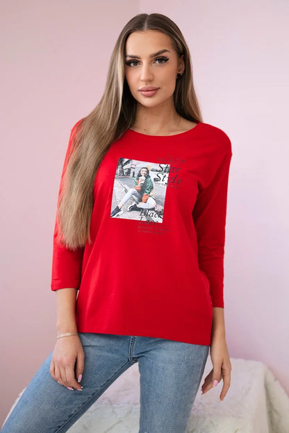 Blúzka s potlačou Star Style červená univerzálne
