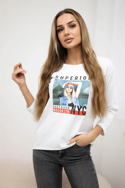 Blúzka s potlačou Superior biela univerzálne