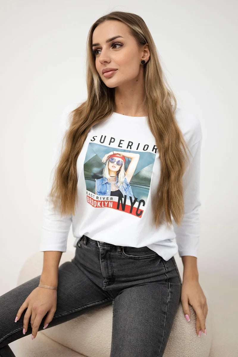 Blúzka s potlačou Superior biela univerzálne