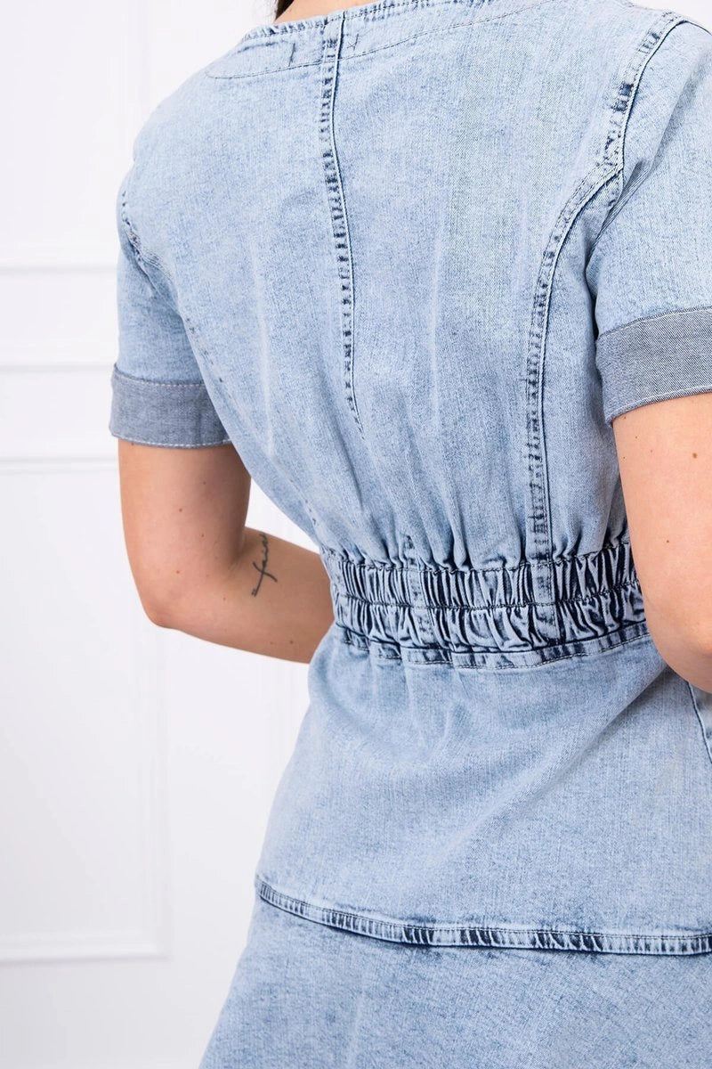 Stretch riflové šaty s výstrihom na zips S/M-L/XL S/M-L/XL