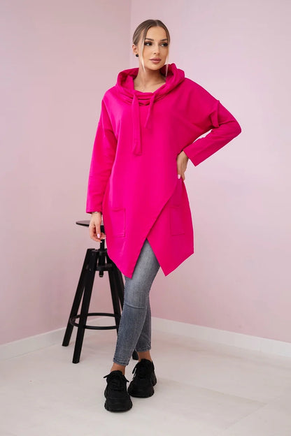 Tunika s prednou obálkou Oversize fuchsie univerzálne