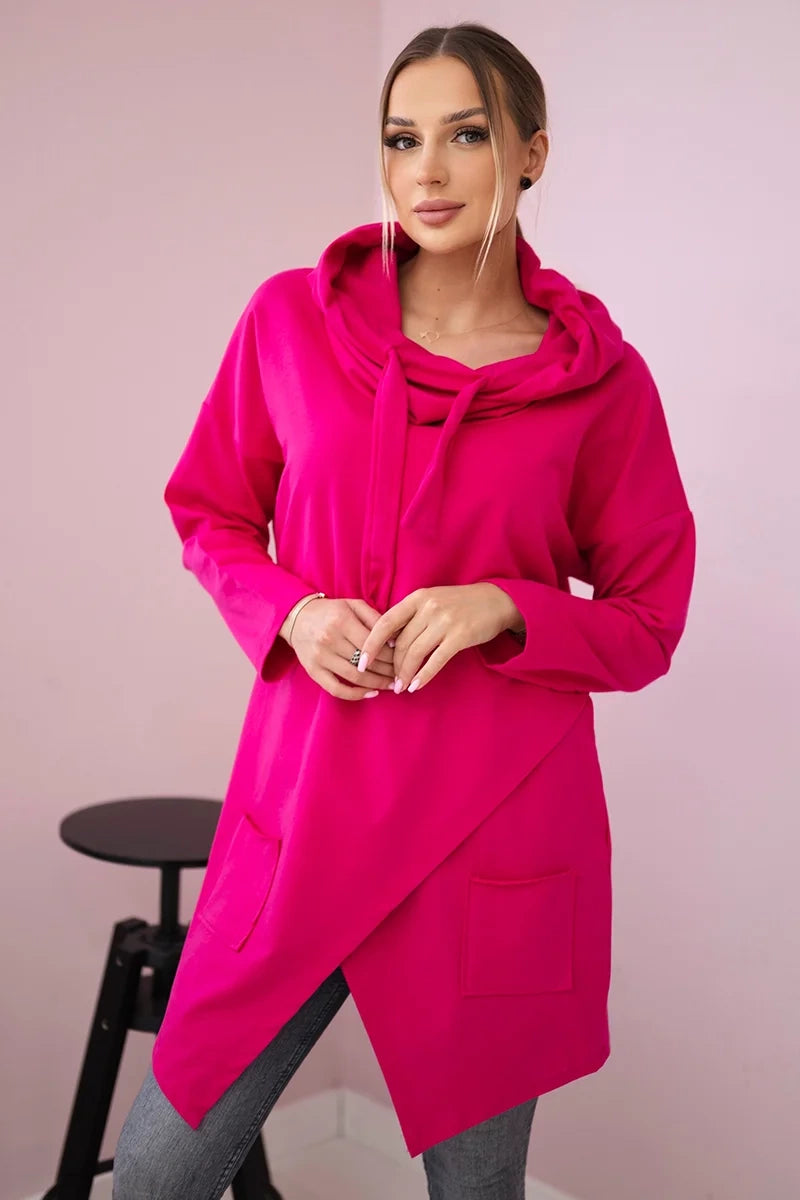 Tunika s prednou obálkou Oversize fuchsie univerzálne