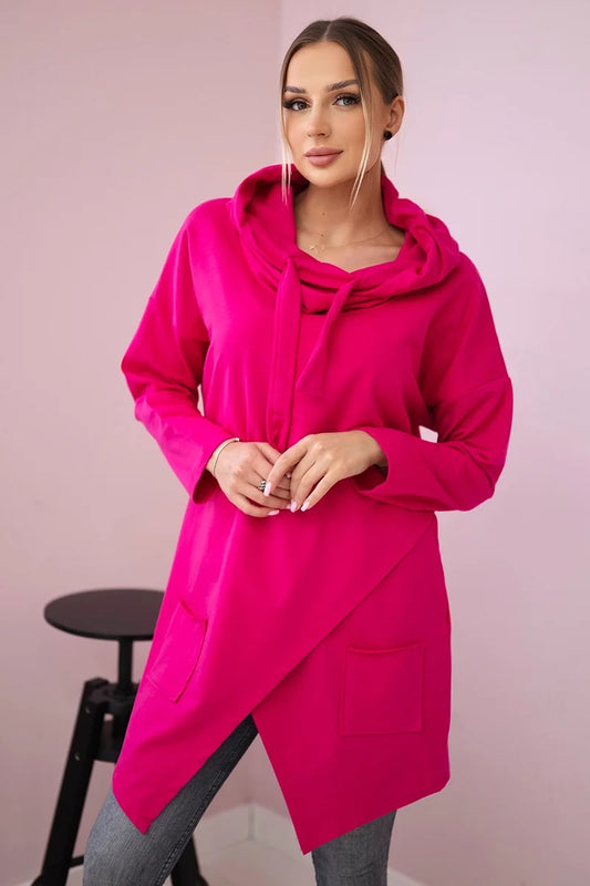Tunika s prednou obálkou Oversize fuchsie univerzálne