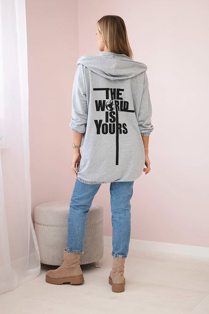 Mikina s potlačou "The world is yours" šedá univerzálne