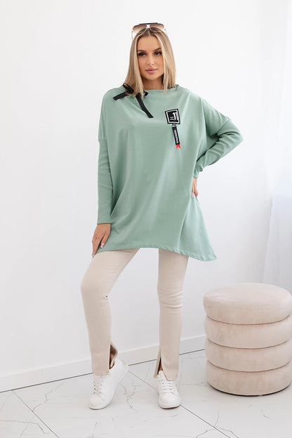 Mikina oversize s asymetrickými stranami tmavá mäta univerzálne