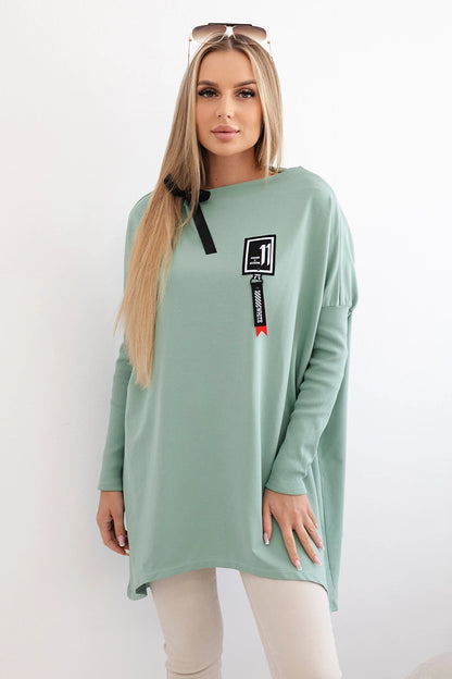Mikina oversize s asymetrickými stranami tmavá mäta univerzálne