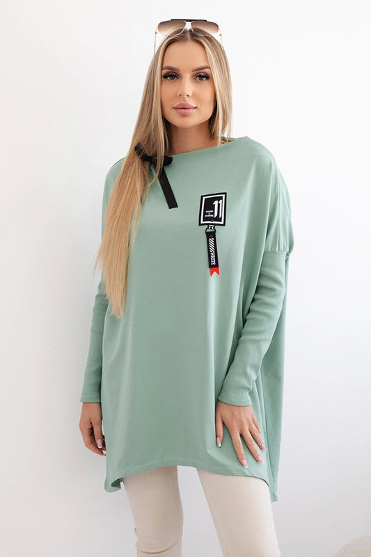 Mikina oversize s asymetrickými stranami tmavá mäta univerzálne