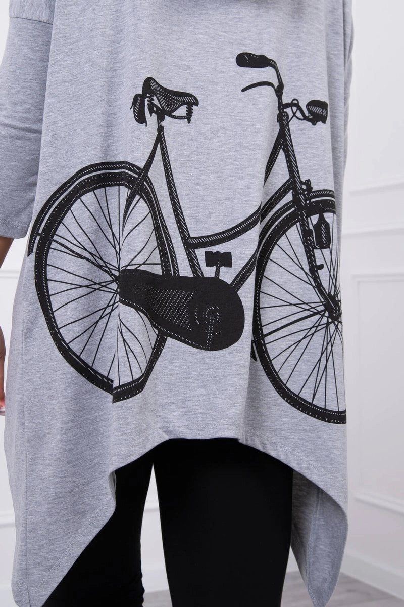 Mikina s potlačou na bicykli Šedá univerzálne