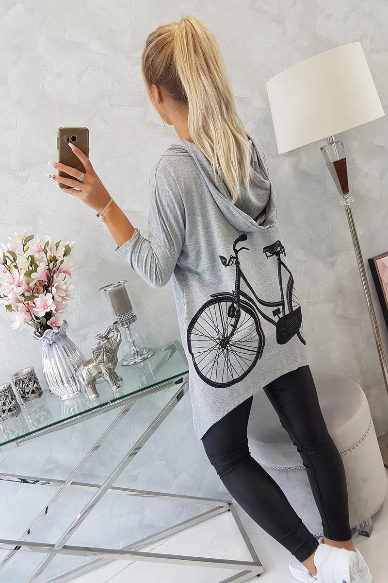 Mikina s potlačou na bicykli Šedá univerzálne