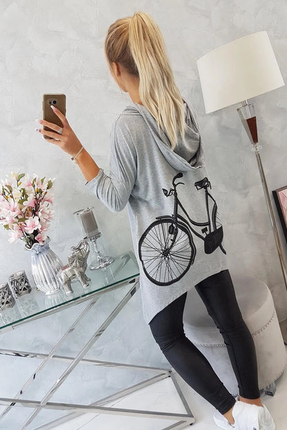 Mikina s potlačou na bicykli Šedá univerzálne