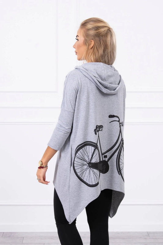 Mikina s potlačou na bicykli Šedá univerzálne