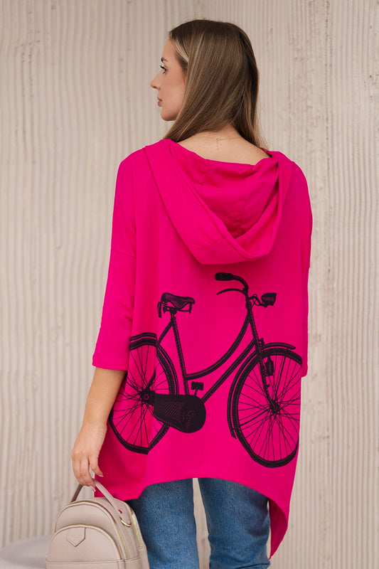 Mikina s potlačou na bicykli fuchsie univerzálne
