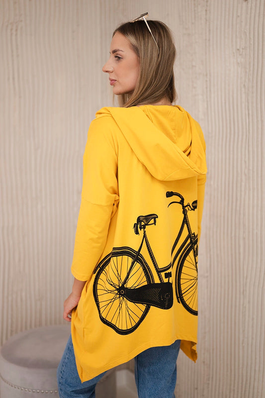 Mikina s potlačou na bicykli horčica univerzálne