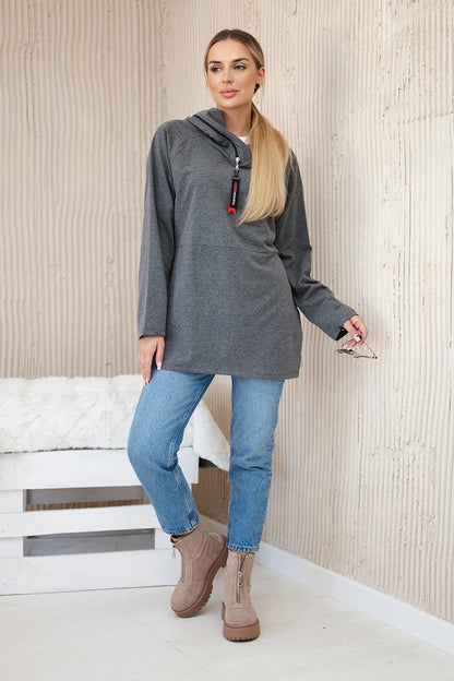 Tunika so zipsom na kapote Oversize grafit univerzálne