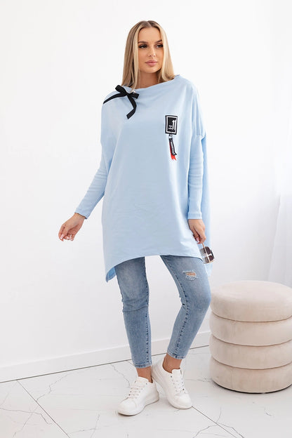 Mikina oversize s asymetrickými stranami modrá univerzálne