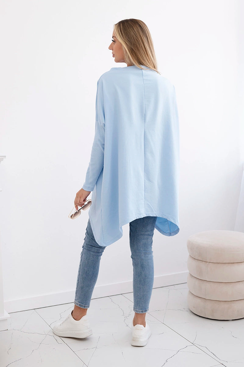 Mikina oversize s asymetrickými stranami modrá univerzálne