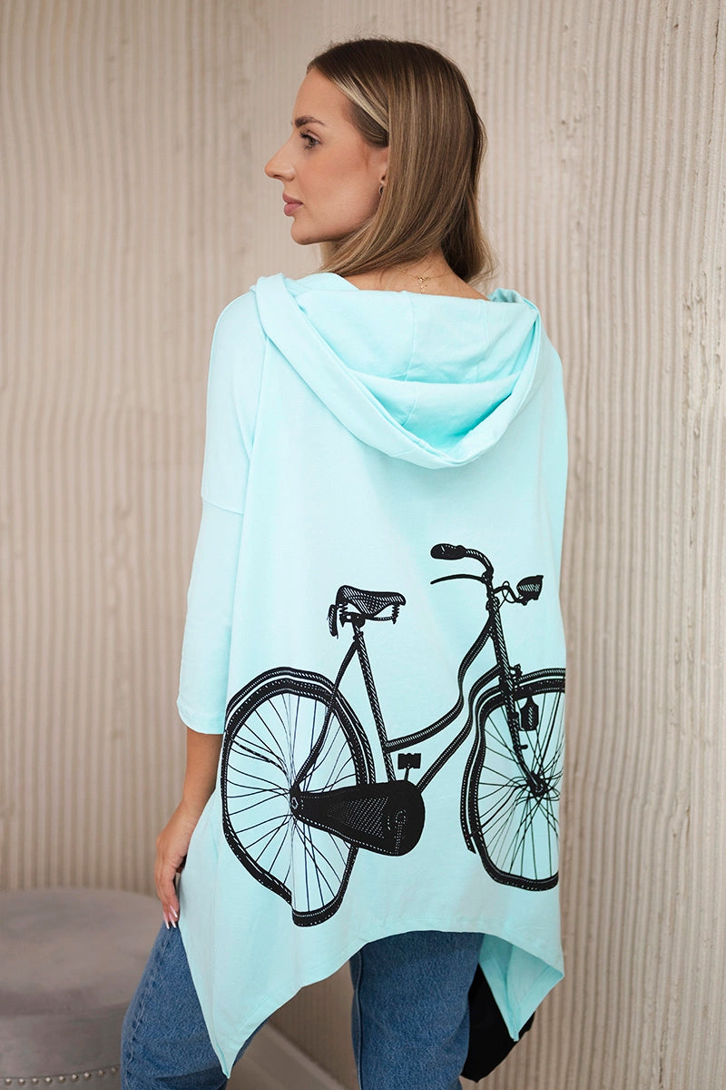 Mikina s potlačou na bicykli mäta univerzálne